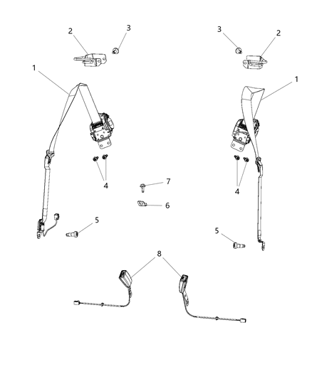 2016 Dodge Viper Seat Belts Front Diagram