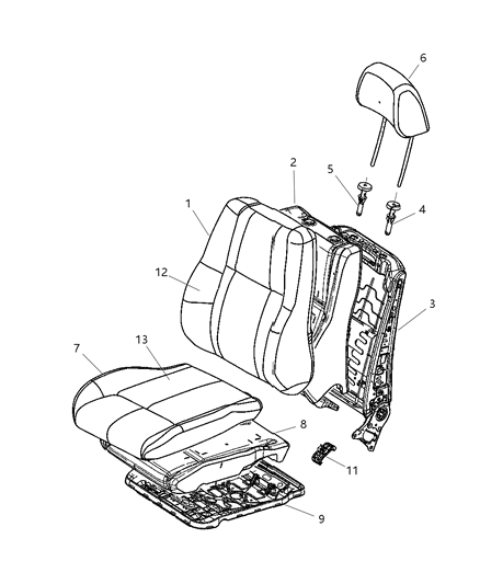 2006 Jeep Commander Front Seat Back Cover Diagram for 1EX651D5AA