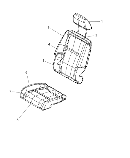 2009 Dodge Journey Front Seat Back Cover Diagram for 1LH301DVAA