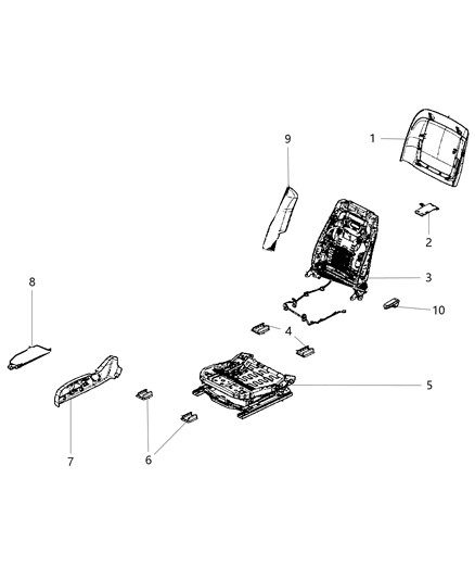 2011 Dodge Charger Adjusters, Recliners & Shields - Passenger Seat - Manual Diagram