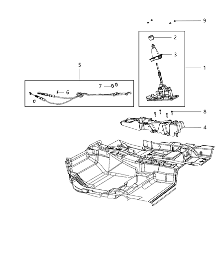 2012 Dodge Journey Transmission Gearshift Control Cable Diagram for 5106142AB