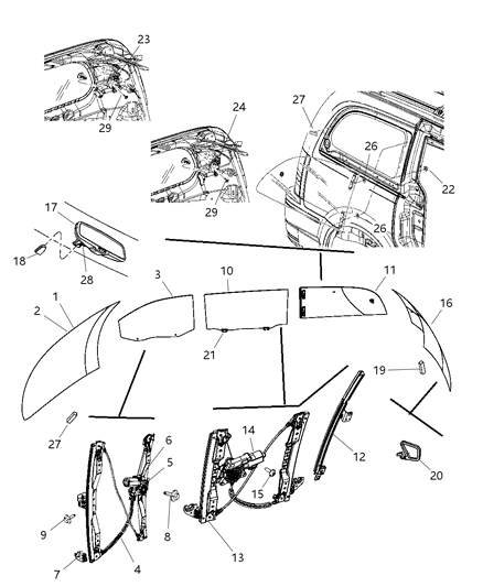 2009 Chrysler Town & Country Channel-Glass Run Diagram for 5020843AA