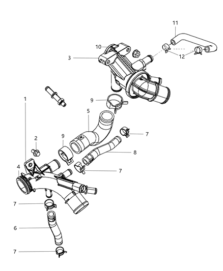 2008 Dodge Nitro Thermostat & Related Parts Diagram 1