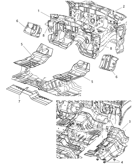 2006 Dodge Dakota SILENCER-Floor Pan Front Tunnel Diagram for 55365039AC