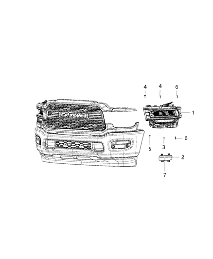 2019 Ram 3500 Pickup Lamps, Front Diagram 3