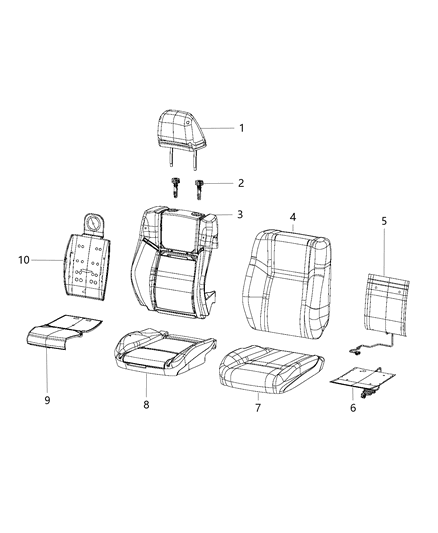 2020 Dodge Charger Seat Cushion Pad Diagram for 68349611AB