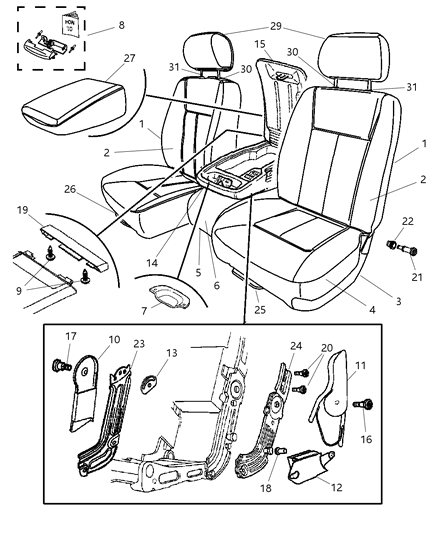 2005 Dodge Dakota BOX/BIN-ARMREST Diagram for 1BL651D5AA