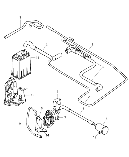 2001 Chrysler PT Cruiser Tube LDP To Clean Air FILT Diagram for 5278551AA