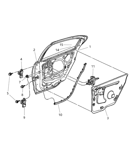 1999 Chrysler LHS Door, Rear Shell & Hinges Diagram