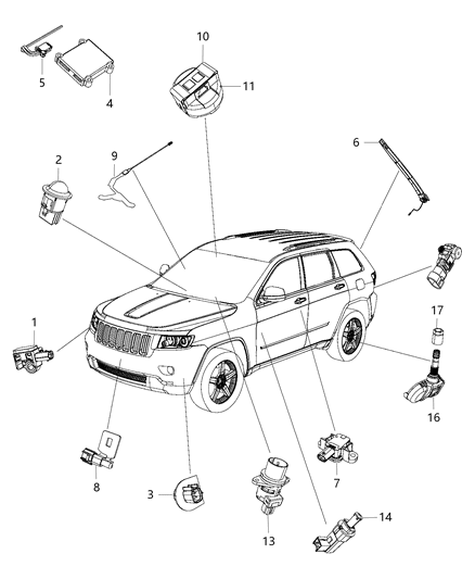 2017 Jeep Grand Cherokee Nut-Tire Pressure Sensor Diagram for 56053033AB