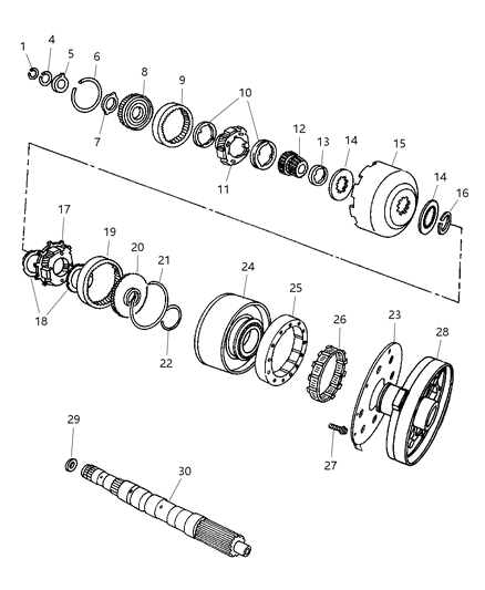 1999 Jeep Grand Cherokee Gear Train & Intermediate Shaft Diagram