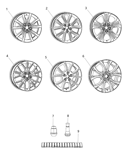 2016 Dodge Durango Aluminum Wheel Diagram for 1XC16DD5AA