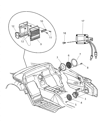 1999 Dodge Viper Antenna - Speakers Diagram