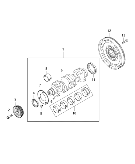 2015 Ram ProMaster 1500 Crankshaft , Crankshaft Bearings , Damper And Flywheel Diagram 1