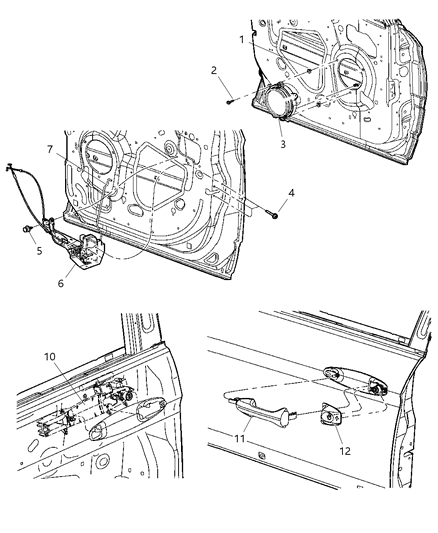 2006 Chrysler Pacifica Door Handle, Latch, Speakers Diagram 1