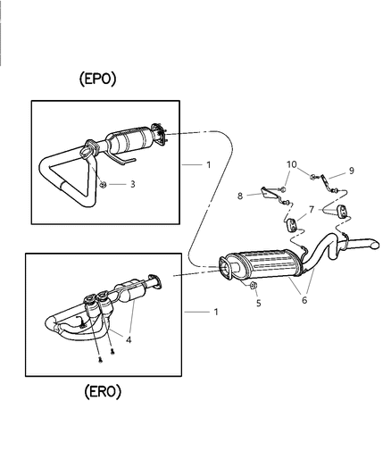 2002 Jeep Wrangler Catalytic Converter Diagram for 52101270AB