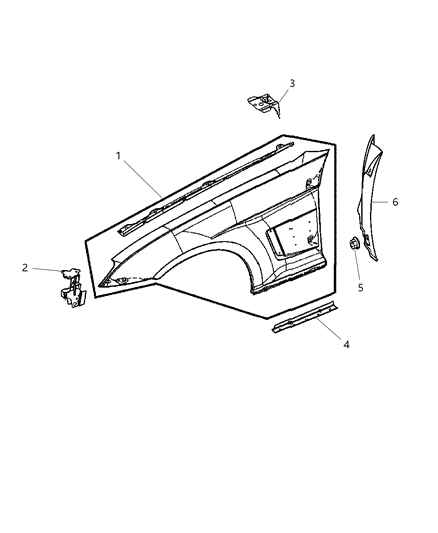 2006 Chrysler Crossfire Front Fender Diagram