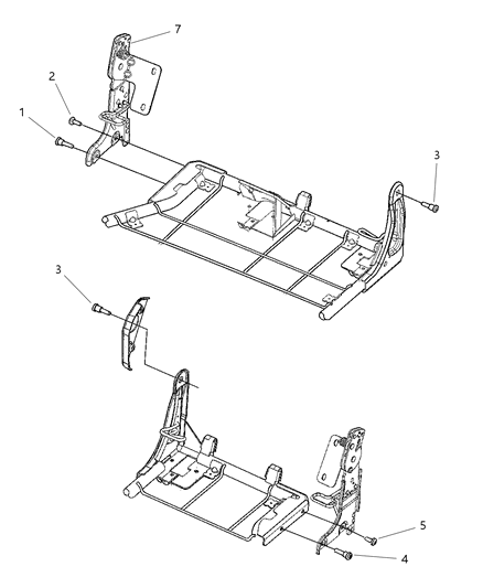 2001 Chrysler PT Cruiser Rear Seats Attaching Bolts Diagram