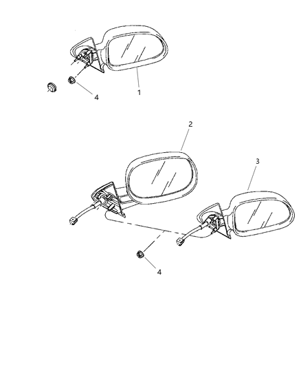 2000 Dodge Durango Mirrors, Exterior Diagram