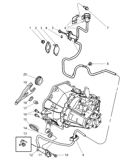 2004 Chrysler PT Cruiser ACTUATOR-Hydraulic Clutch Diagram for 4668632AD