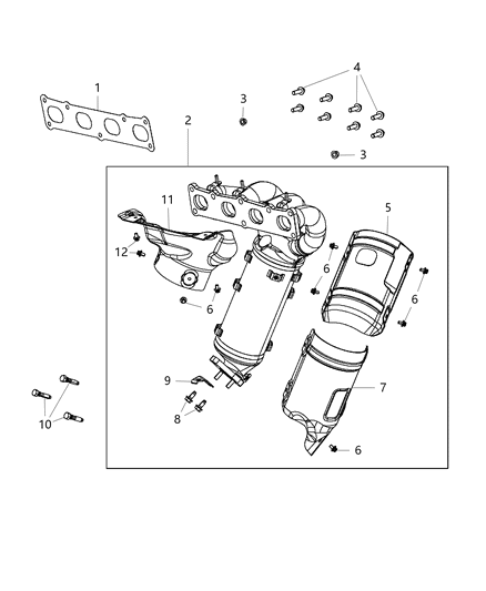 2017 Chrysler 200 Exhaust Manifold & Heat Shield Diagram 1