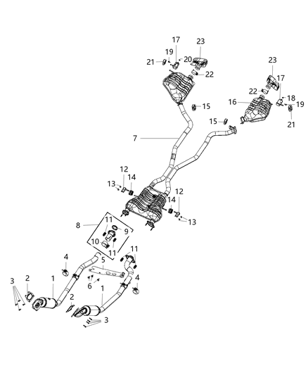 2020 Jeep Grand Cherokee Exhaust Converter Diagram for 68410802AB