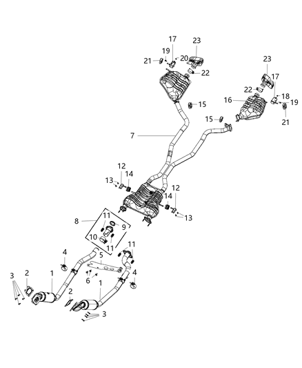 2020 Jeep Grand Cherokee Exhaust Pipe Diagram for 68304915AB