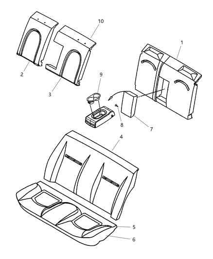 2002 Chrysler 300M Rear Seat Cushion Cover Diagram for WJ541L2AA