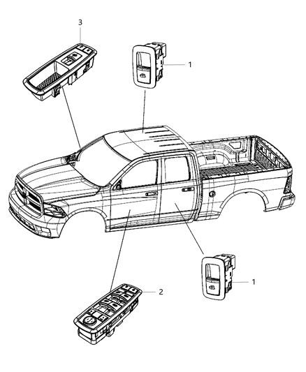 2013 Ram 3500 Switches - Door Diagram