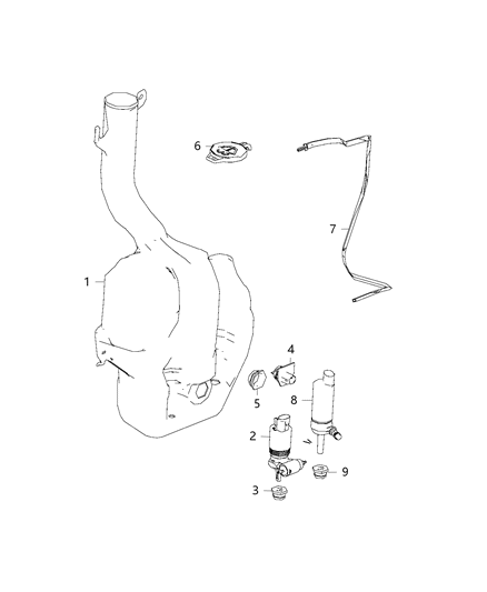 2016 Chrysler Town & Country Reservoir, Windshield Washer Diagram 2