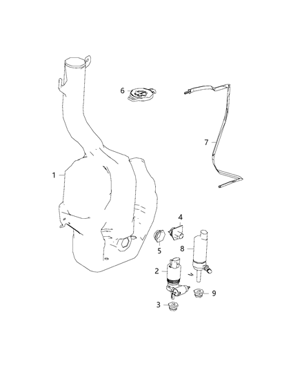 2016 Dodge Grand Caravan Reservoir, Windshield Washer Diagram 2