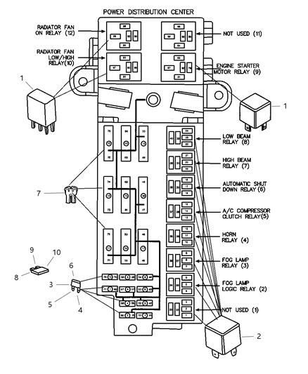 2002 Dodge Viper Power Distribution Center, Fuses And Relays Diagram