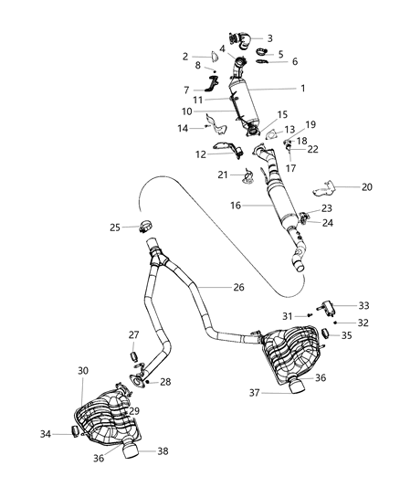 2017 Jeep Grand Cherokee Exhaust Resonator And Tailpipe Diagram for 68194384AD