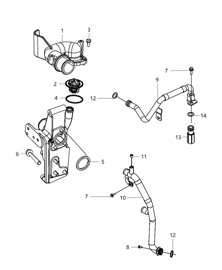 2012 Ram 4500 Thermostat & Related Parts Diagram