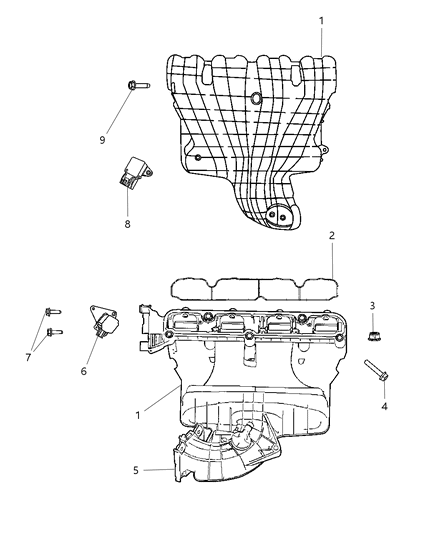 2007 Chrysler Sebring Intake Manifolds & Mounting & Components Diagram 3