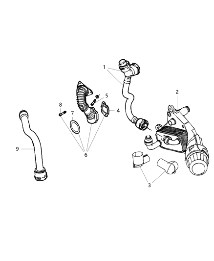 2015 Jeep Cherokee Engine Oil Filter & Housing , Adapter / Oil Cooler & Hoses / Tubes Diagram 1