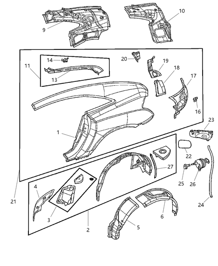 2007 Chrysler Crossfire WHEEL/HOUSE-Rear Outer Diagram for 5099629AA