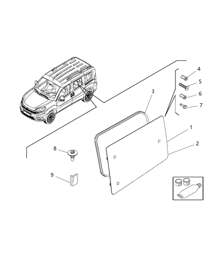 2017 Ram ProMaster City Rear Side Windows Diagram