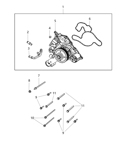 2016 Ram 2500 Water Pump & Related Parts Diagram 1