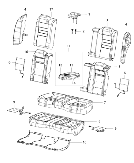 2016 Chrysler 300 Rear Seat - Split Diagram 1