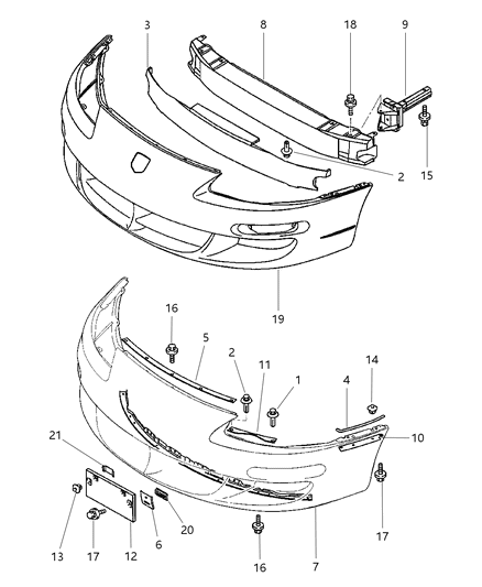 2000 Dodge Avenger Front Bumper & Fascia Diagram