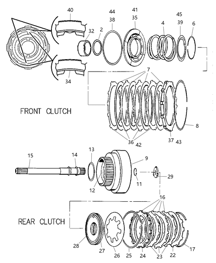 2000 Jeep Wrangler Clutch, Front & Rear Diagram 2