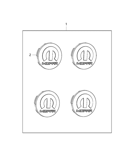 2017 Jeep Grand Cherokee Cap Kit, Wheel Center Diagram