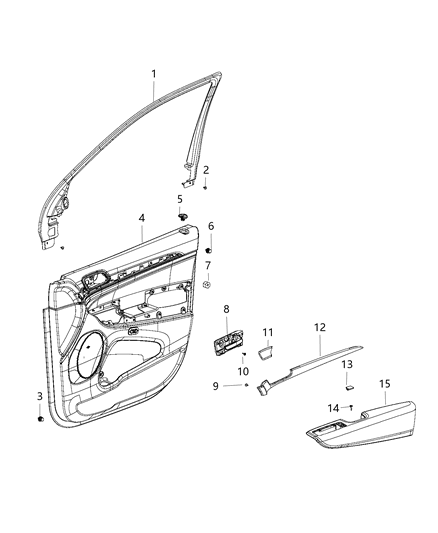 2017 Jeep Grand Cherokee Front Door Trim Armrest With Pull Cup Diagram for 6CW49DX9AA