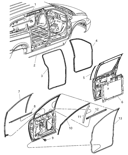 2007 Chrysler Town & Country WEATHERSTRIP-Sliding Door B Pillar Diagram for 4894641AA