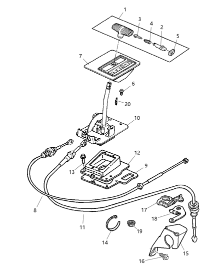 1999 Jeep Wrangler Gearshift Controls Diagram 2