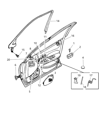 1997 Dodge Intrepid Door, Front Bezels & Speakers Diagram