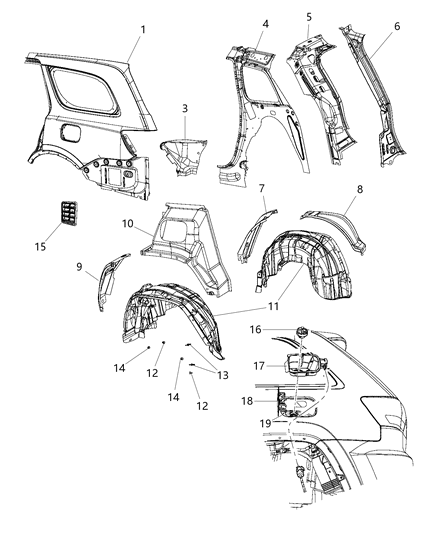 2012 Jeep Grand Cherokee TROUGH-LIFTGATE Opening Diagram for 68036275AD