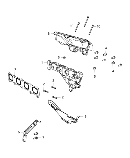 2012 Jeep Compass Exhaust Manifolds & Heat Shields Diagram 4