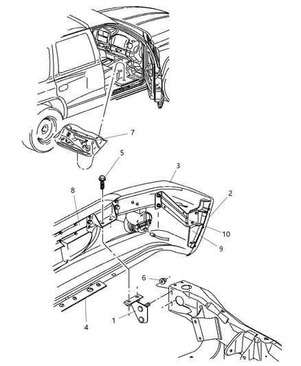 2003 Dodge Durango Bumper, Front Diagram